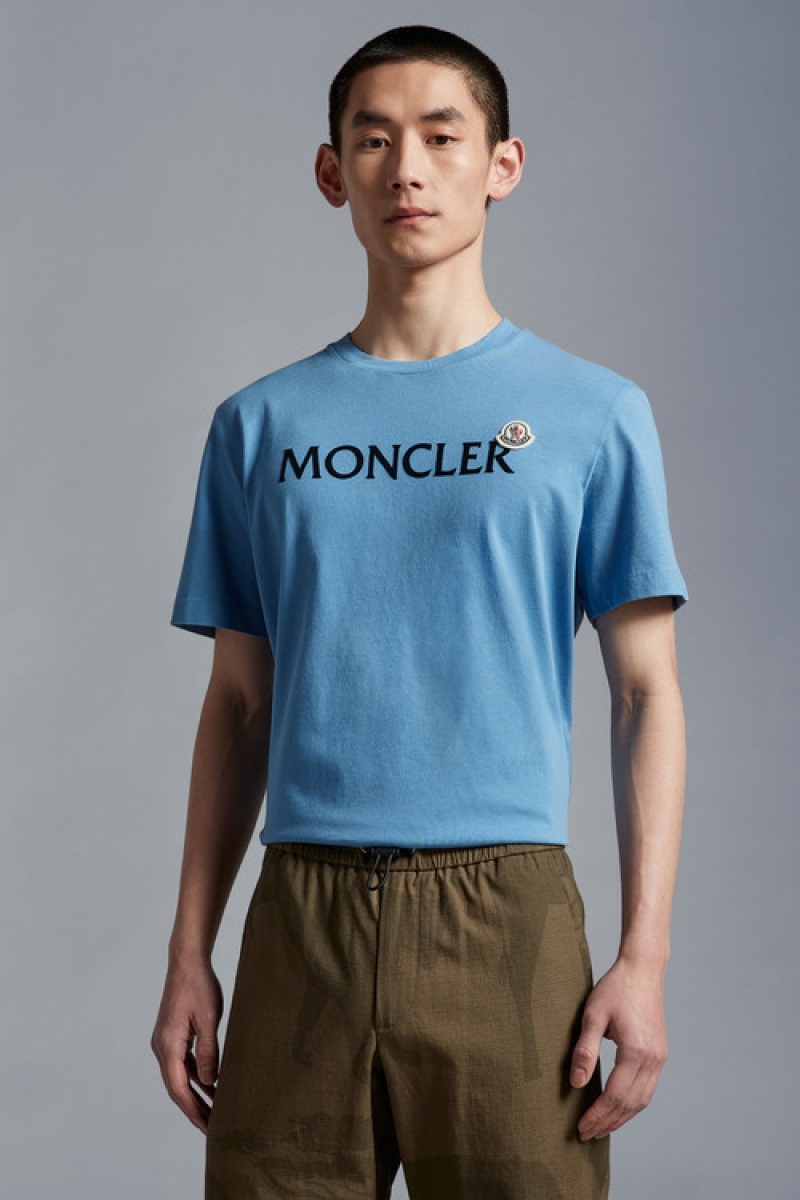 Camiseta Moncler With Estampados Hombre Azules Oscuro | GJPX-25783