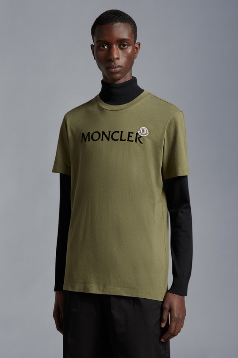 Camiseta Moncler With Estampados Hombre Verde Oliva Verdes | AOCP-13702