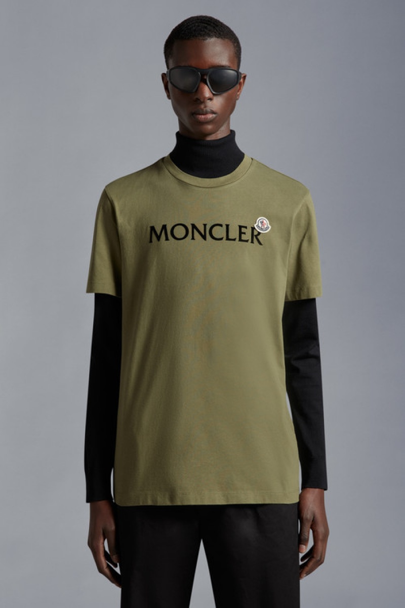 Camiseta Moncler With Estampados Hombre Verde Oliva Verdes | AOCP-13702