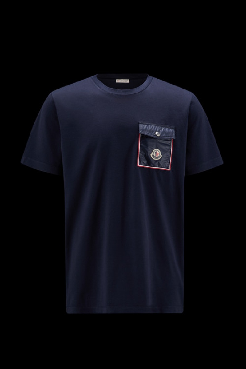 Camiseta Moncler With Pocket Hombre Azules | VQMU-27140