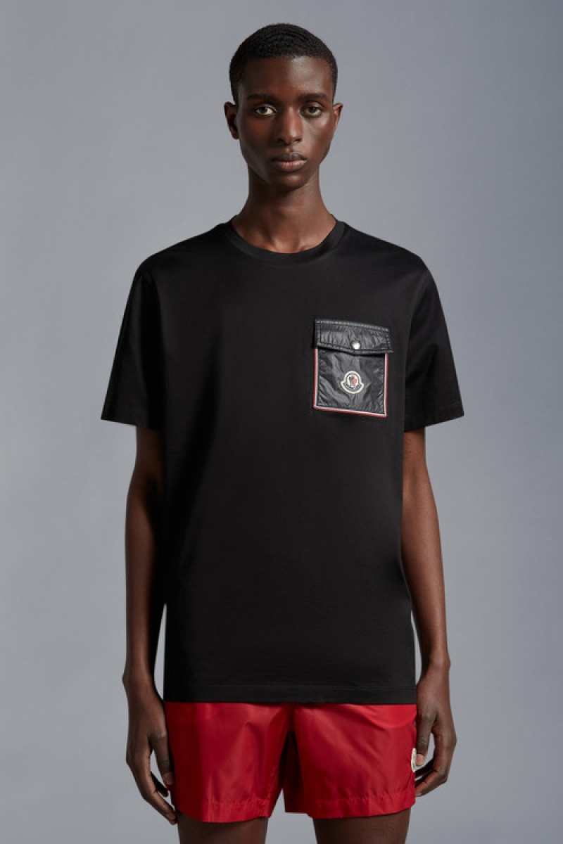 Camiseta Moncler With Pocket Hombre Negros | FRSM-57643