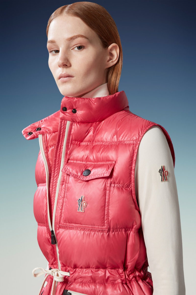 Chaleco de Plumas Moncler Arolles Mujer Fucsia | QRKJ-82596