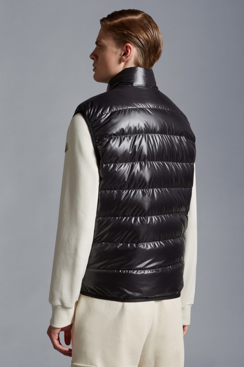 Chaleco de Plumas Moncler Aube Hombre Negros | MNDE-46238