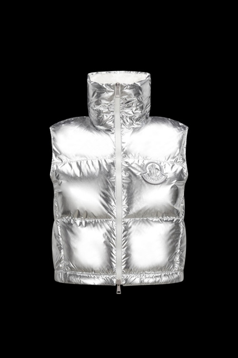 Chaleco de Plumas Moncler Blavet Mujer Plateados | HEMJ-87690