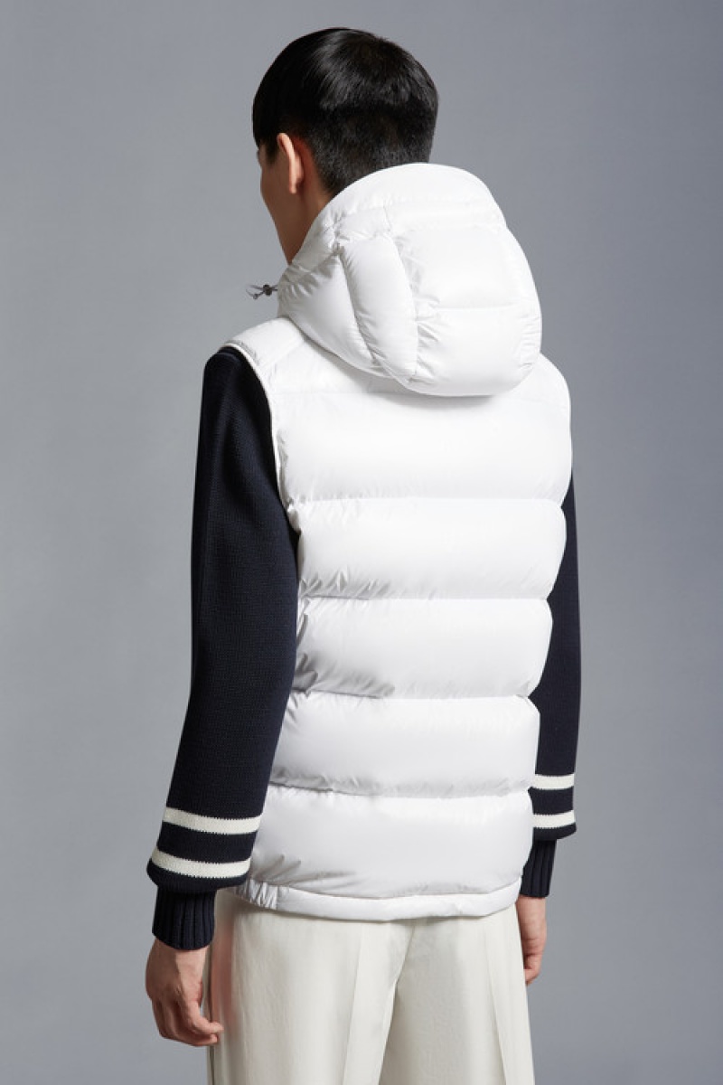 Chaleco de Plumas Moncler Bormes Hombre Blancos | ZJFC-97541