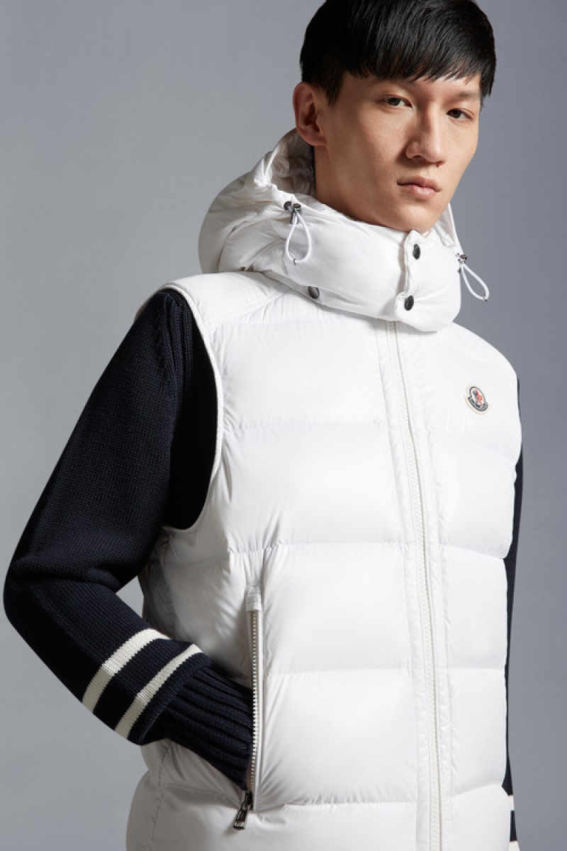 Chaleco de Plumas Moncler Bormes Hombre Blancos | ZJFC-97541