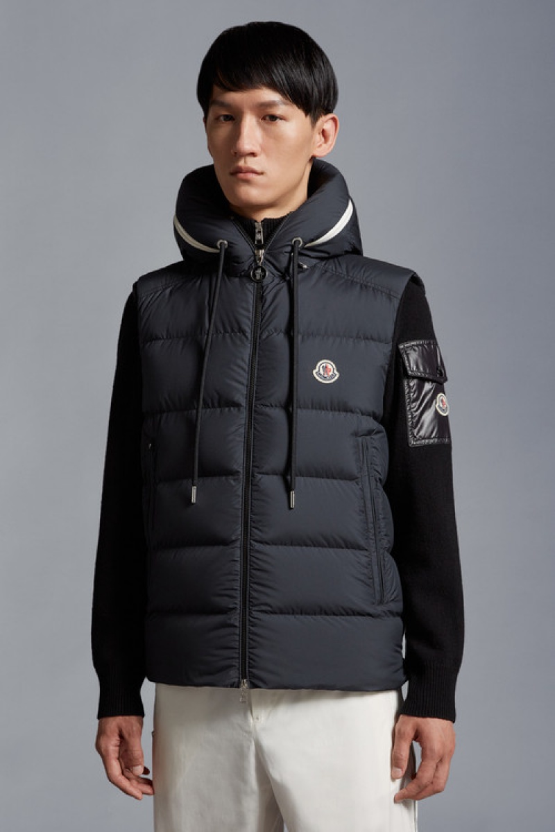 Chaleco de Plumas Moncler Cardamine Hombre Negros | CHBV-24785