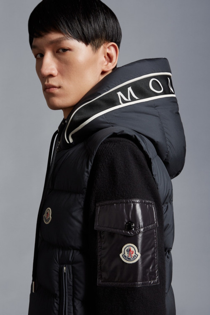 Chaleco de Plumas Moncler Cardamine Hombre Negros | CHBV-24785