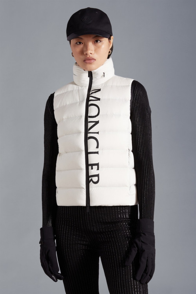 Chaleco de Plumas Moncler Cenis Mujer Blancos | ZFTX-54719