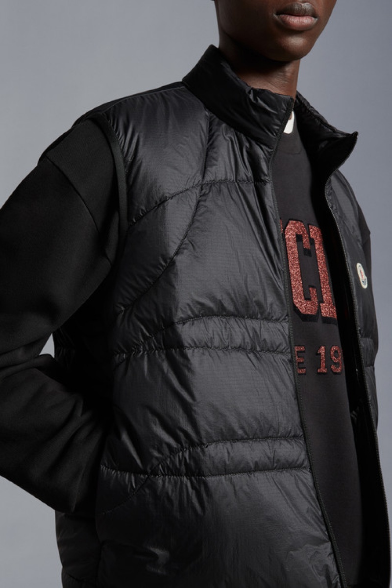 Chaleco de Plumas Moncler Cursa Hombre Negros | NIFD-56407