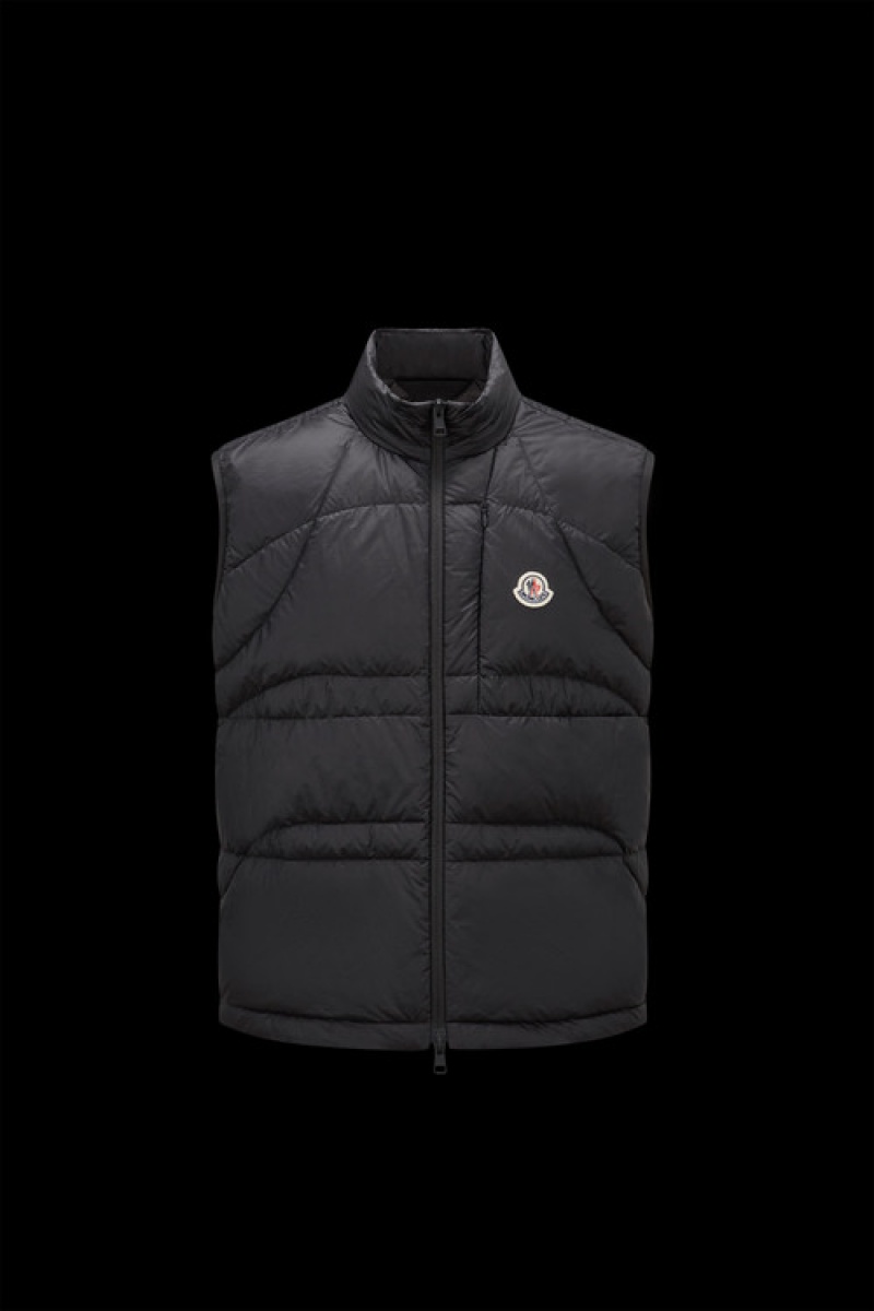 Chaleco de Plumas Moncler Cursa Hombre Negros | NIFD-56407