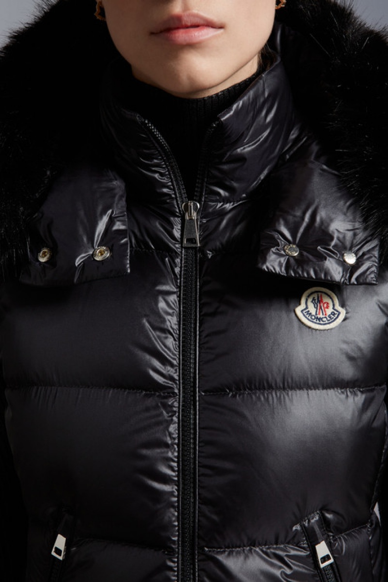 Chaleco de Plumas Moncler Gallinule Mujer Negros | BRJY-40381