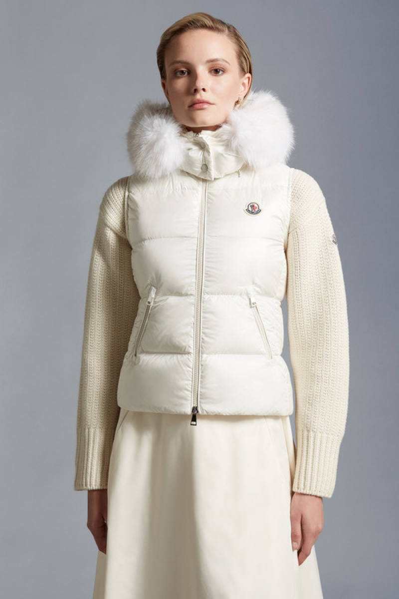 Chaleco de Plumas Moncler Gallinule Mujer Blancos | QDKM-38125