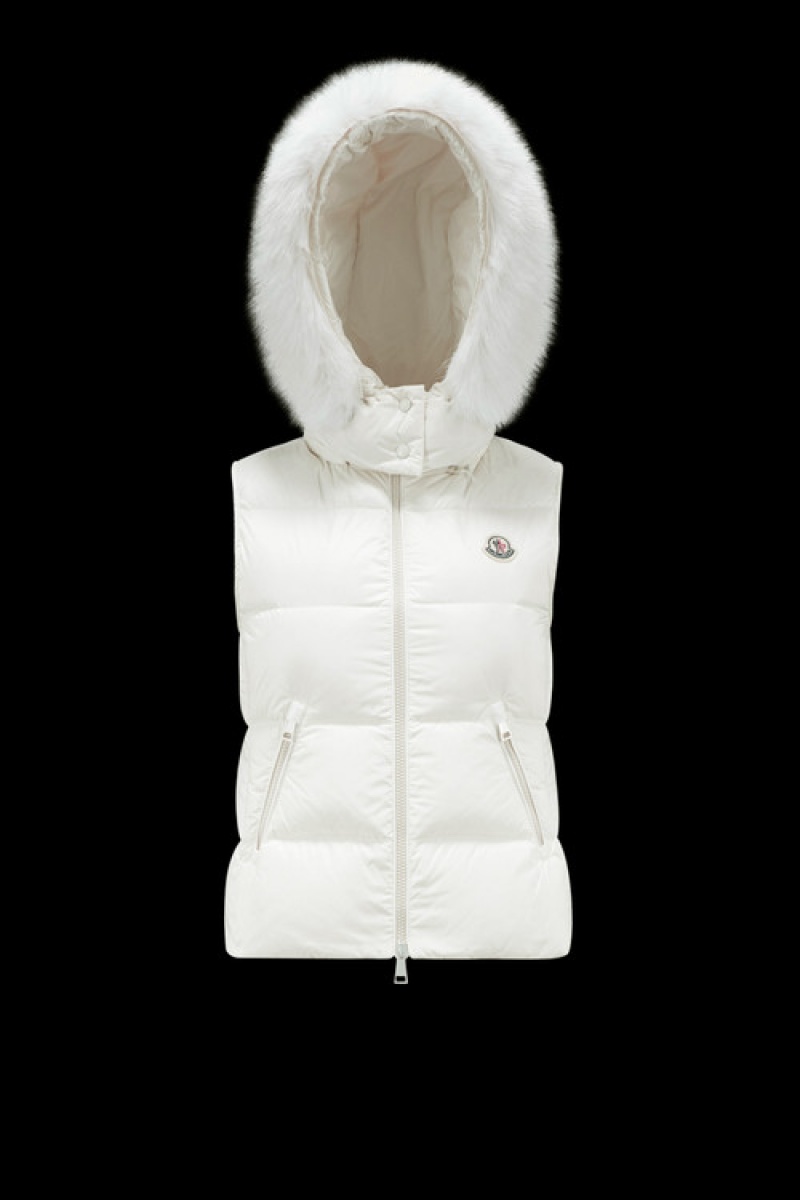 Chaleco de Plumas Moncler Gallinule Mujer Blancos | QDKM-38125