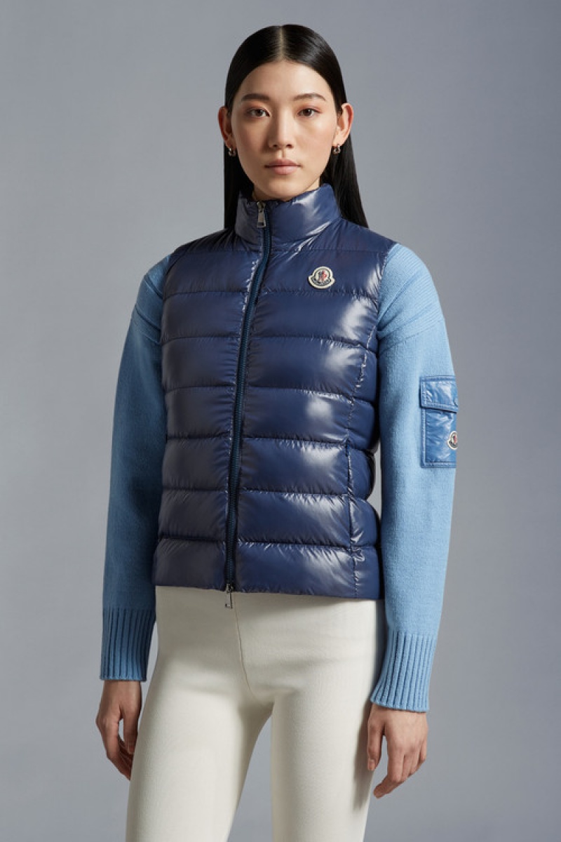 Chaleco de Plumas Moncler Ghany Mujer Azul Marino Azules | OBNZ-92534