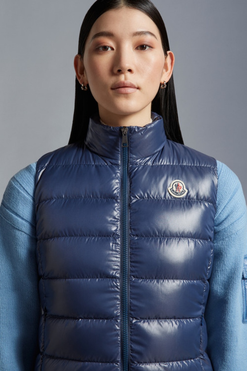 Chaleco de Plumas Moncler Ghany Mujer Azul Marino Azules | OBNZ-92534