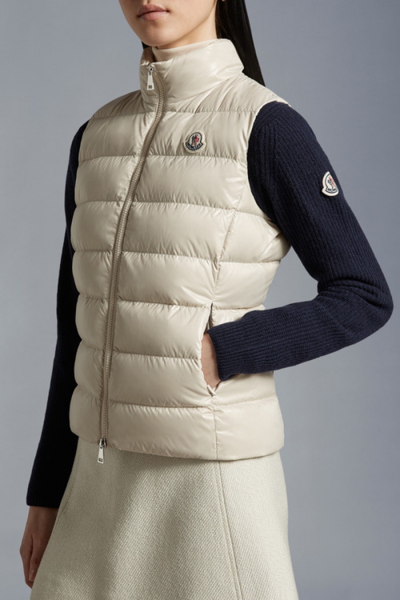 Chaleco de Plumas Moncler Ghany Mujer Beige | EMIK-24807