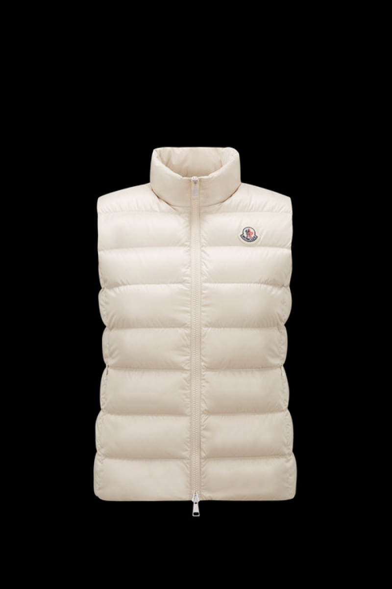 Chaleco de Plumas Moncler Ghany Mujer Beige | EMIK-24807