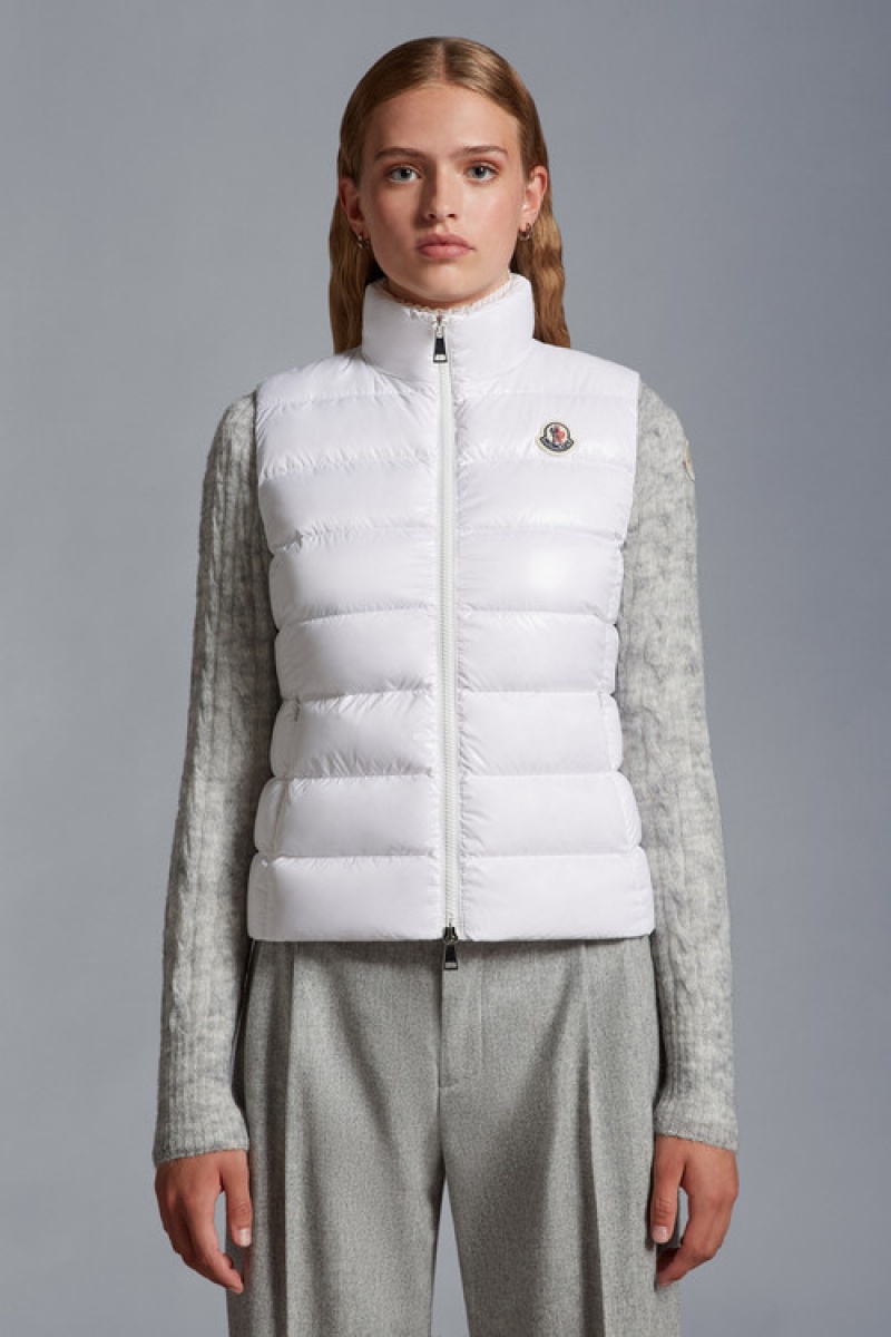 Chaleco de Plumas Moncler Ghany Mujer Blancos | VUTS-74215