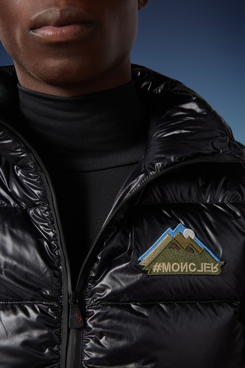 Chaleco de Plumas Moncler Jersey Hombre Negros | ZGRC-57486