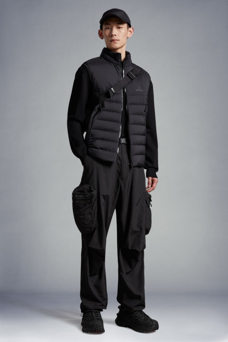 Chaleco de Plumas Moncler Koror Ligeros Hombre Negros | BJLQ-65401