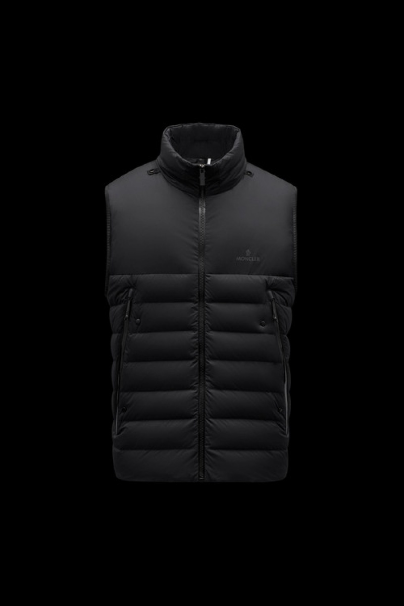 Chaleco de Plumas Moncler Koror Ligeros Hombre Negros | BJLQ-65401