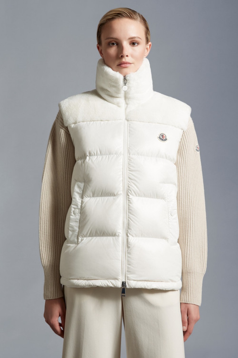 Chaleco de Plumas Moncler Lempa Mujer Blancos | PIQK-61572