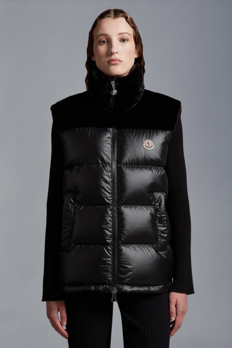 Chaleco de Plumas Moncler Lempa Mujer Negros | AJYB-18354