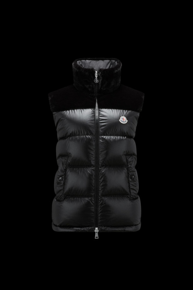 Chaleco de Plumas Moncler Lempa Mujer Negros | AJYB-18354