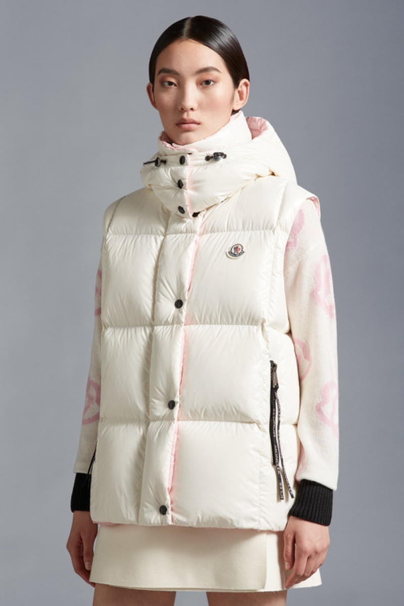 Chaleco de Plumas Moncler Luzule Mujer Blancos | BGRA-17039