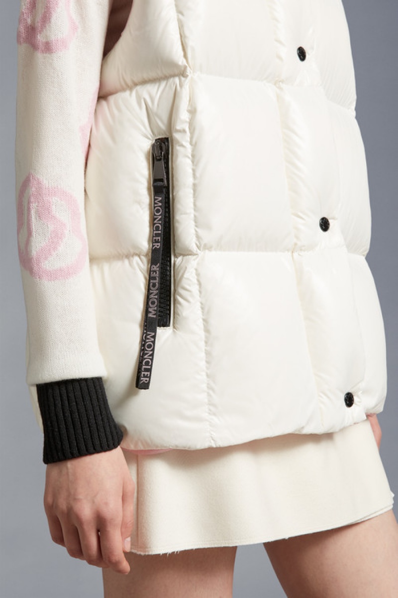 Chaleco de Plumas Moncler Luzule Mujer Blancos | BGRA-17039