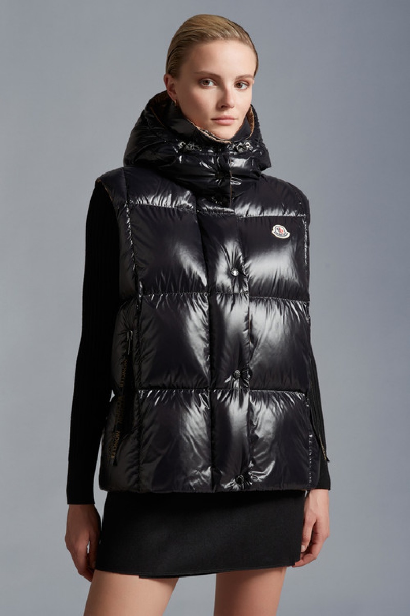 Chaleco de Plumas Moncler Luzule Mujer Negros | WPLQ-10786