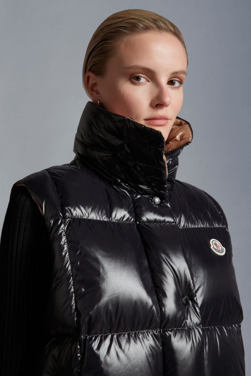 Chaleco de Plumas Moncler Luzule Mujer Negros | WPLQ-10786