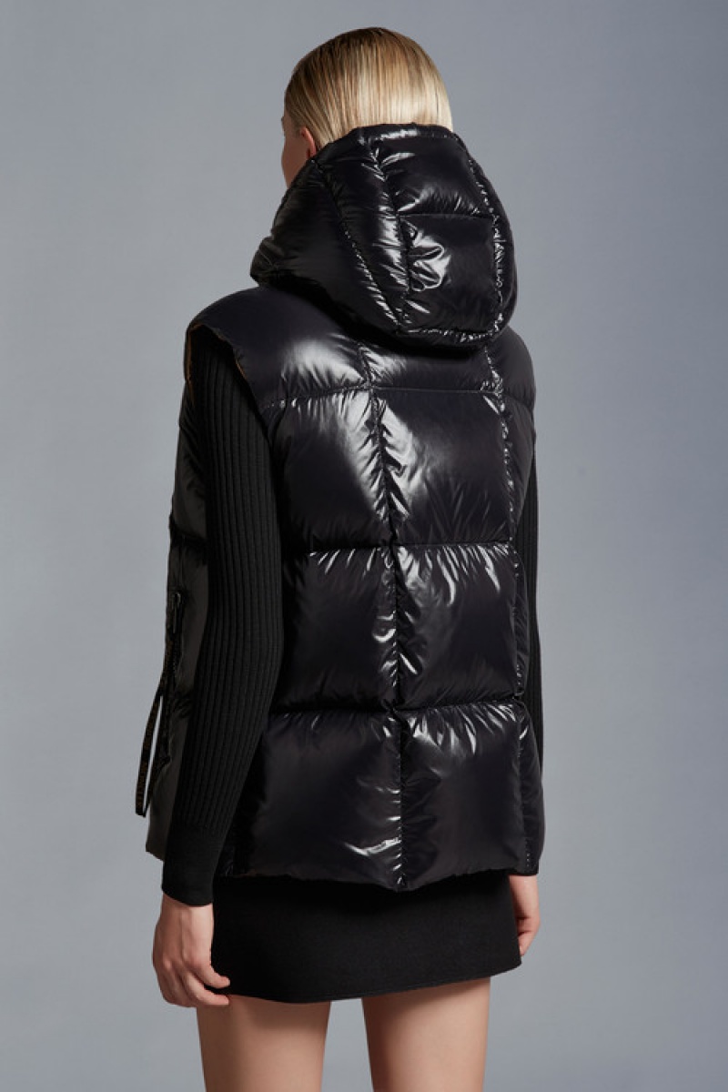 Chaleco de Plumas Moncler Luzule Mujer Negros | WPLQ-10786