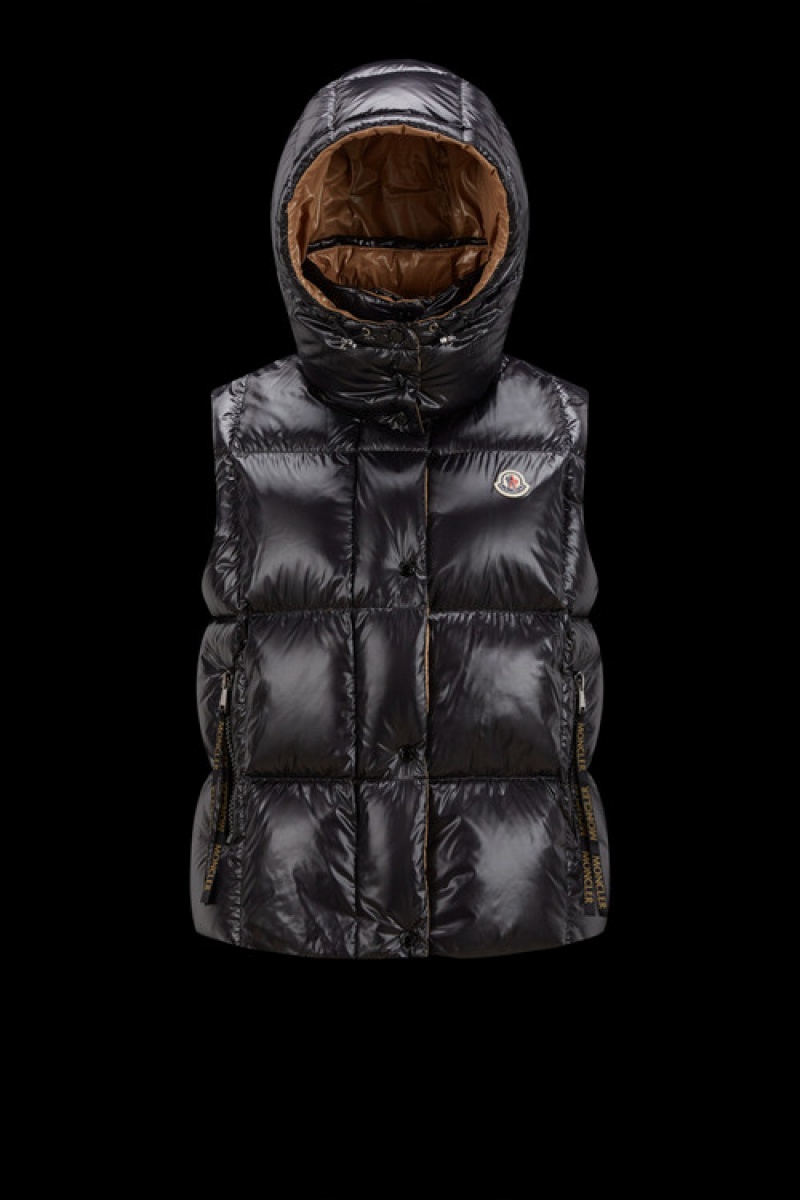 Chaleco de Plumas Moncler Luzule Mujer Negros | WPLQ-10786