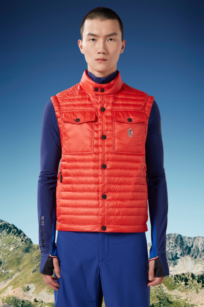 Chaleco de Plumas Moncler Ollon Hombre Rojos | EBQG-71693