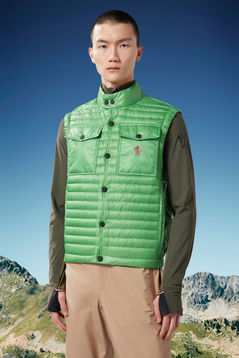 Chaleco de Plumas Moncler Ollon Hombre Verdes Claro | QFWC-83915