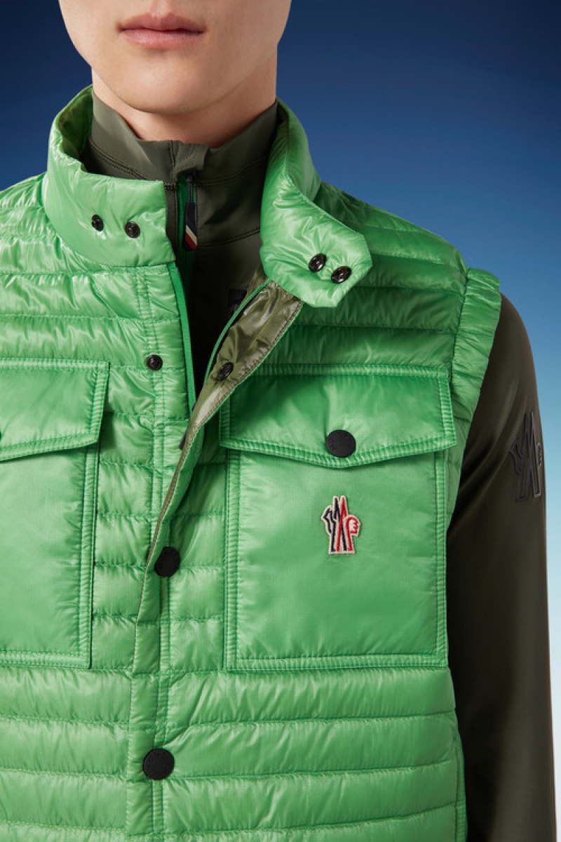 Chaleco de Plumas Moncler Ollon Hombre Verdes Claro | QFWC-83915