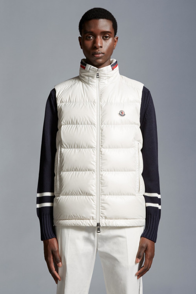 Chaleco de Plumas Moncler Ouse Hombre Blancos | GRSC-06125