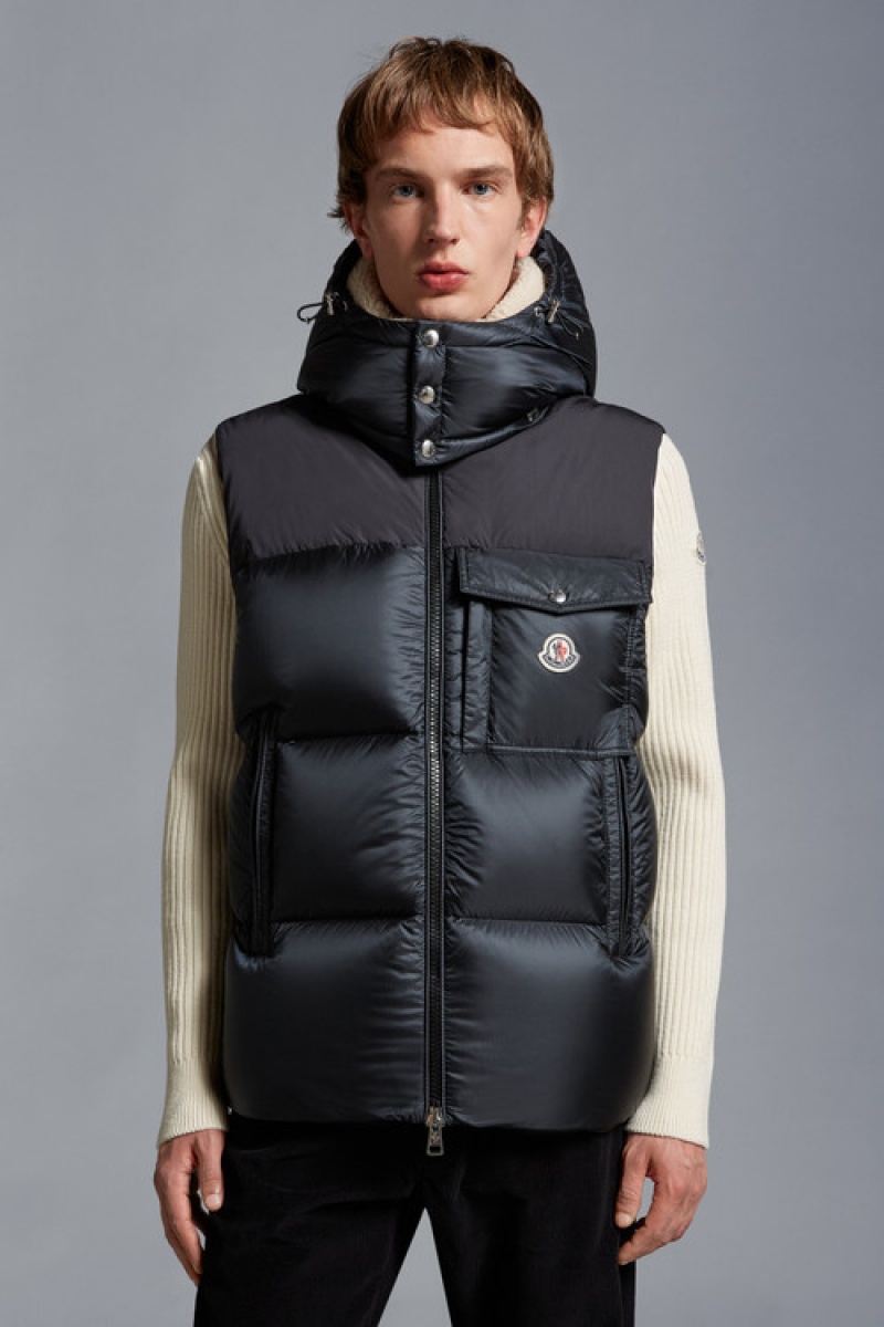 Chaleco de Plumas Moncler Oust Hombre Negros | VTPA-05719