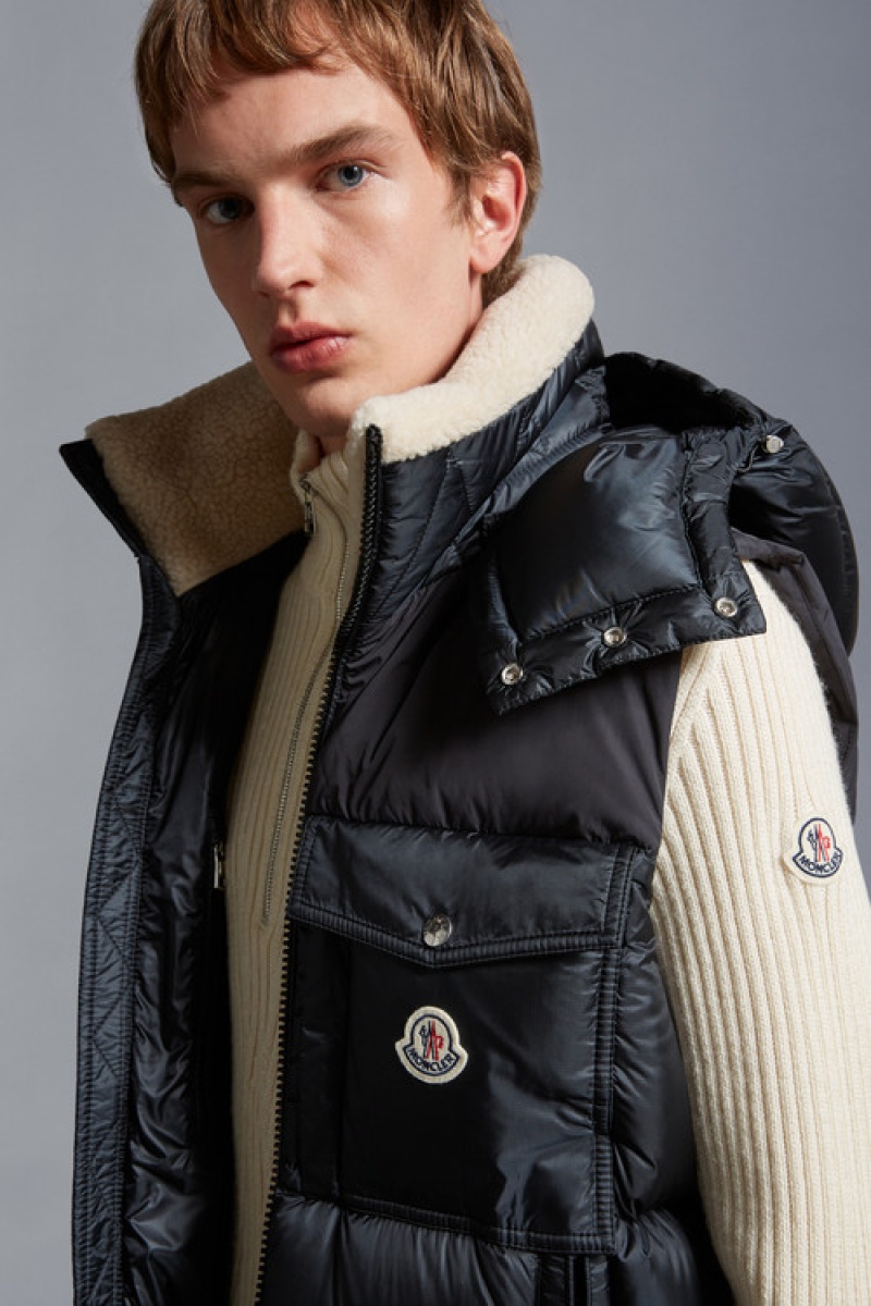 Chaleco de Plumas Moncler Oust Hombre Negros | VTPA-05719