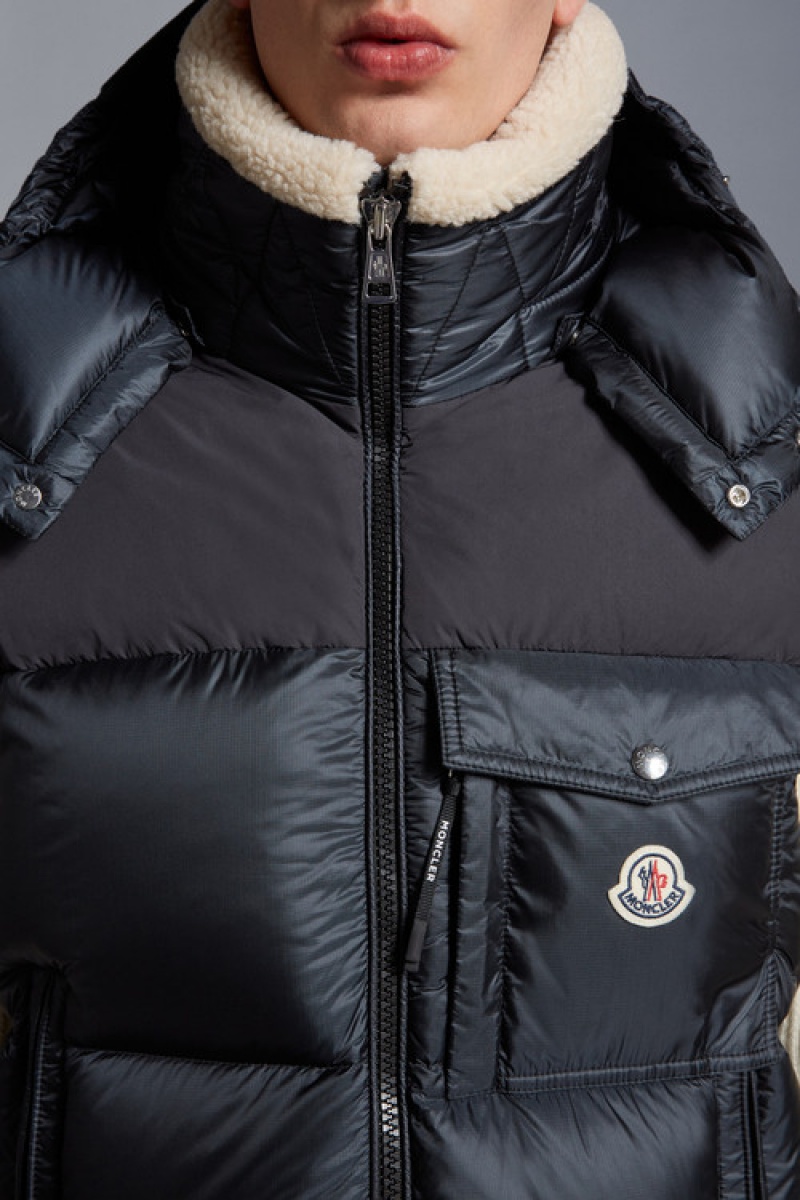 Chaleco de Plumas Moncler Oust Hombre Negros | VTPA-05719