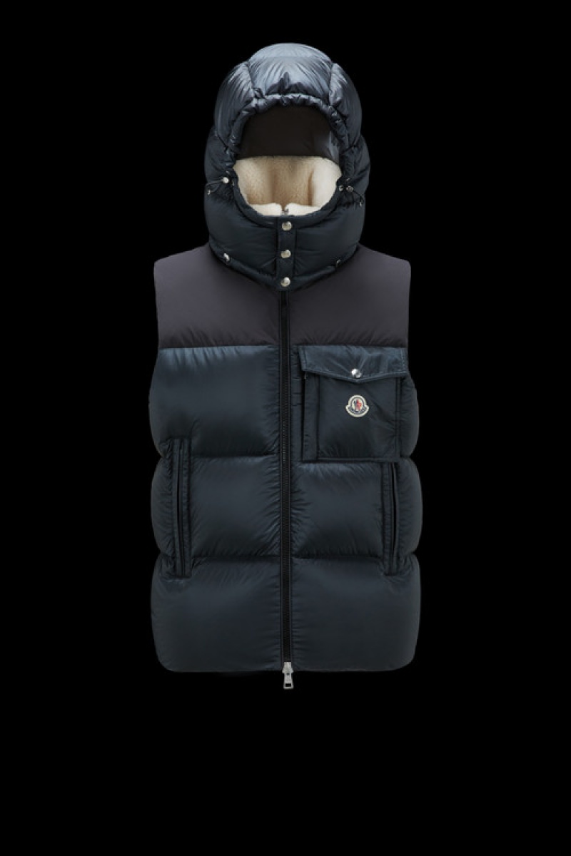 Chaleco de Plumas Moncler Oust Hombre Negros | VTPA-05719