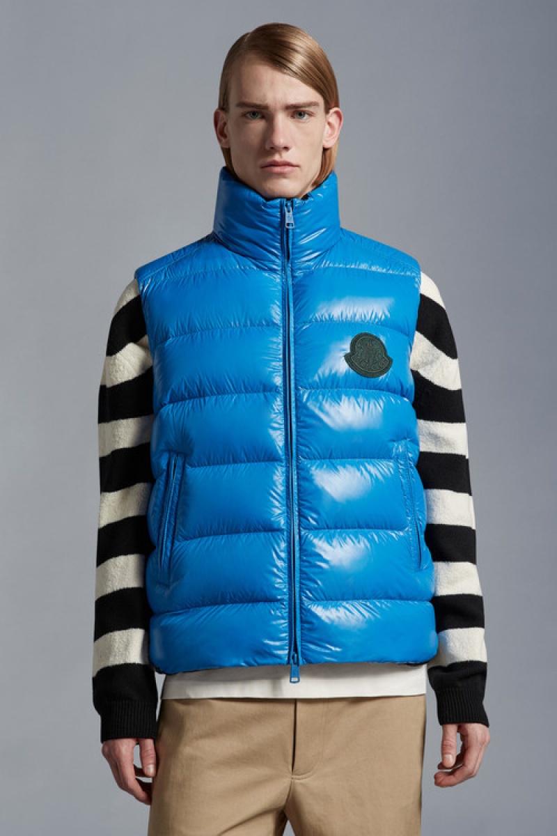 Chaleco de Plumas Moncler Parke Hombre Azules | QITU-83209