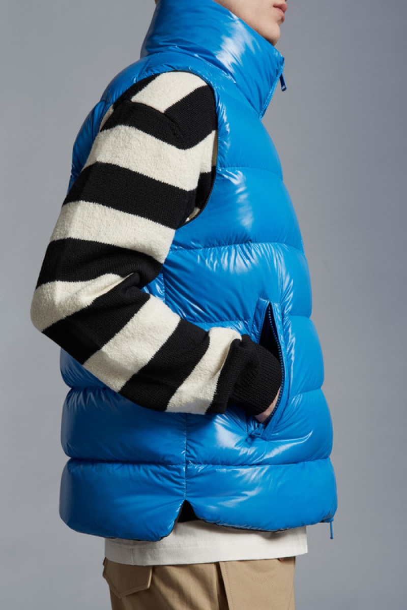 Chaleco de Plumas Moncler Parke Hombre Azules | QITU-83209