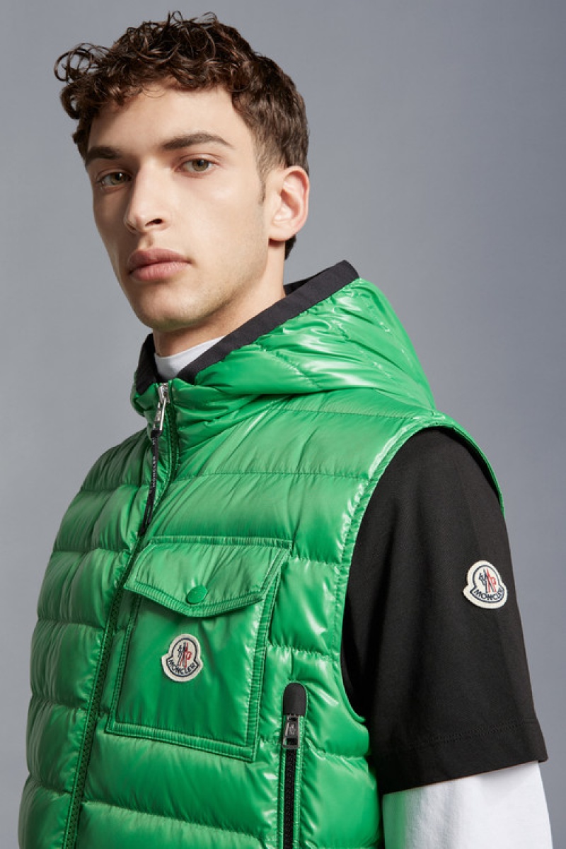 Chaleco de Plumas Moncler Ragot Hombre Verdes Claro | OWNL-18960