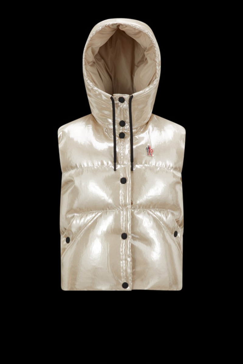 Chaleco de Plumas Moncler Ramees Mujer Beige | ZMUY-70845