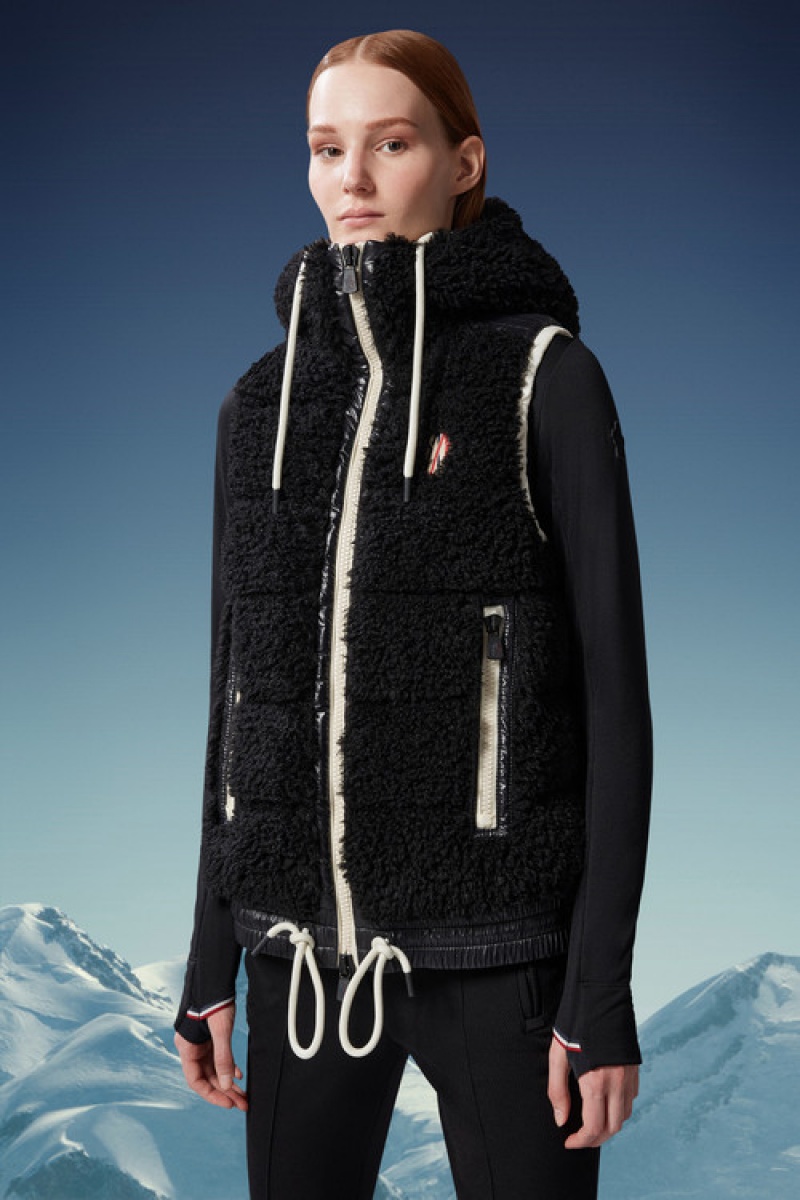 Chaleco de Plumas Moncler Teddy Mujer Negros | MOJS-76145