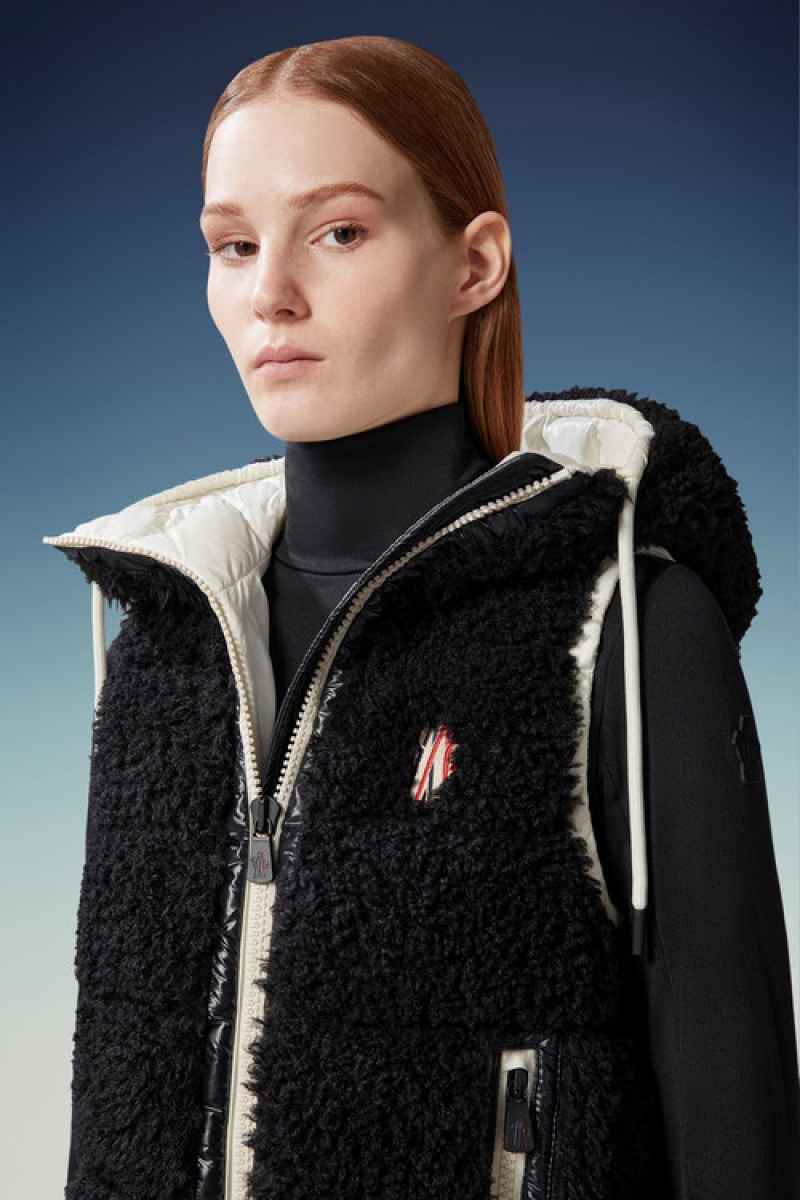 Chaleco de Plumas Moncler Teddy Mujer Negros | MOJS-76145