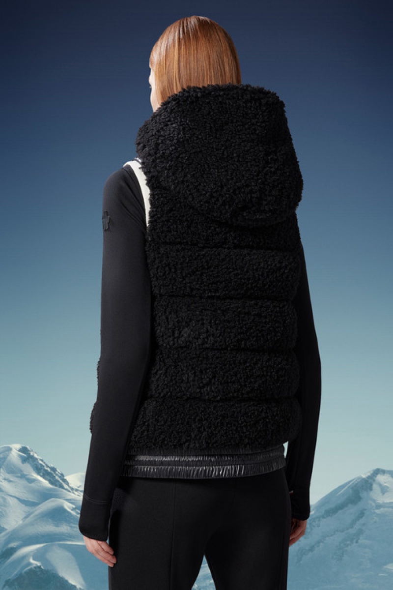 Chaleco de Plumas Moncler Teddy Mujer Negros | MOJS-76145